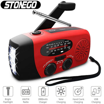 Saashi Multifunctional Portable Radio Hand Crank Solar Power FM AM WB NOAA.