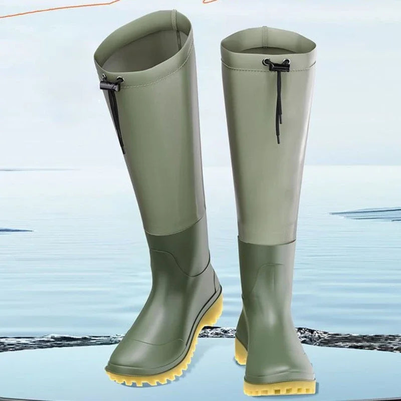 Saashi Labor Day Men’s Waterproof Rain Boots – Wide-Toe PVC Work Boots with Non-Slip, Wear-Resistant Design for Outdoor Use
