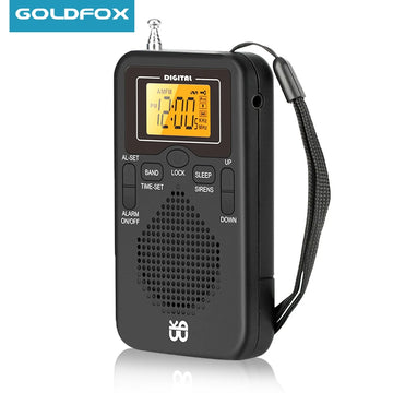 Saashi Portable Radio Mini AM FM Weather Pocket Player LCD Digital Alarm.