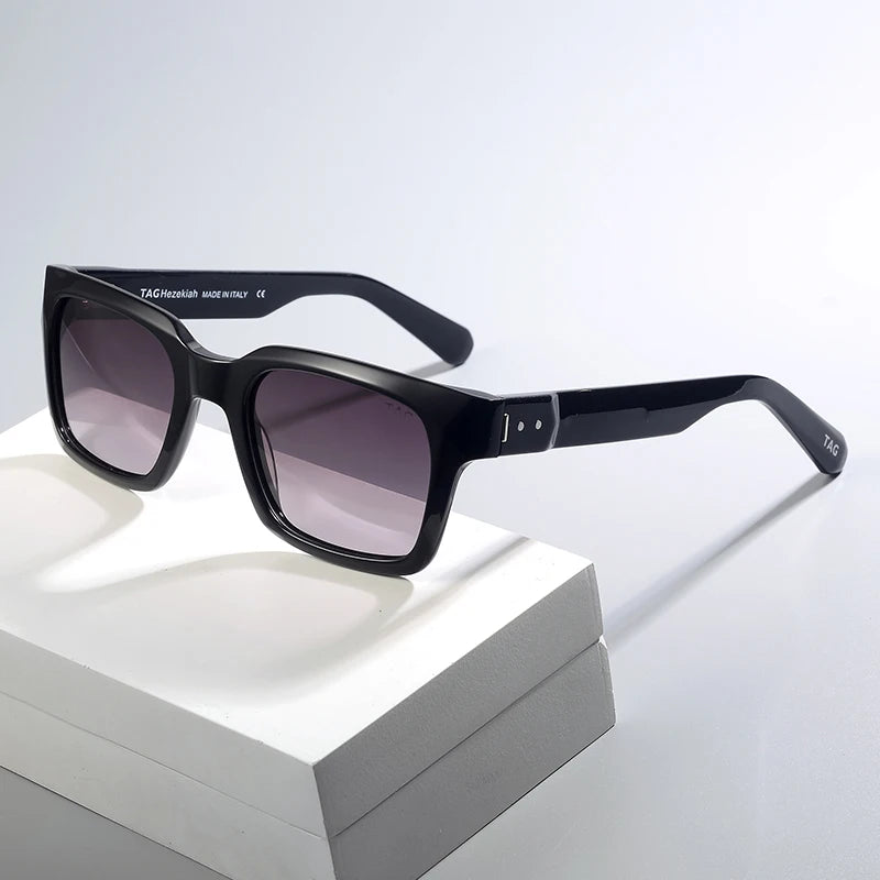 Saashi Retro Transparent Brown Square Sunglasses Men Women Gradient UV400 Trendy Acetate.