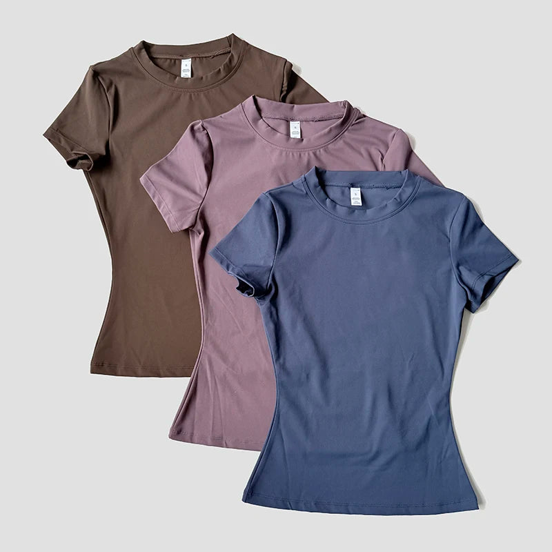 Saashi Women's Seamless Sport Top: Short Sleeve Shirt for Gym, Yoga, and Running