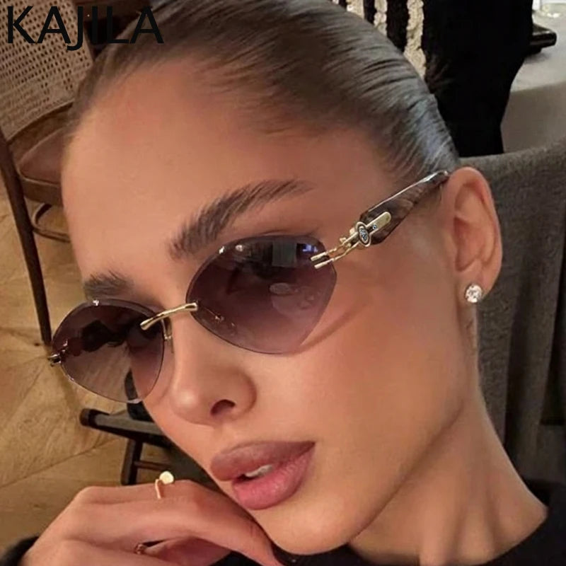 Saashi Small Hexagon Rimless Sunglasses