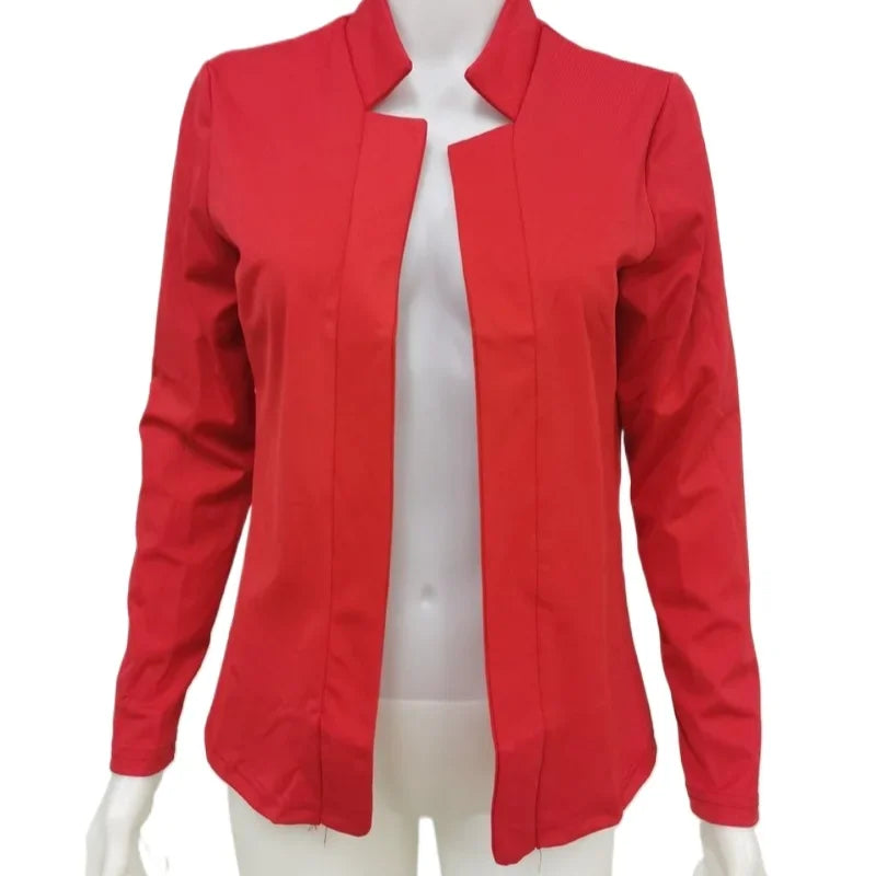 Saashi Women's Spring Long Sleeve Thin Open Stitch Basic Office Lady Blazer.