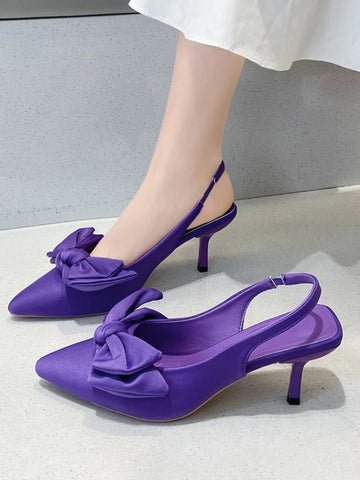 Saashi Women's Bow Tie Stiletto Sandals, Pointed Toe, Available in Large Sizes