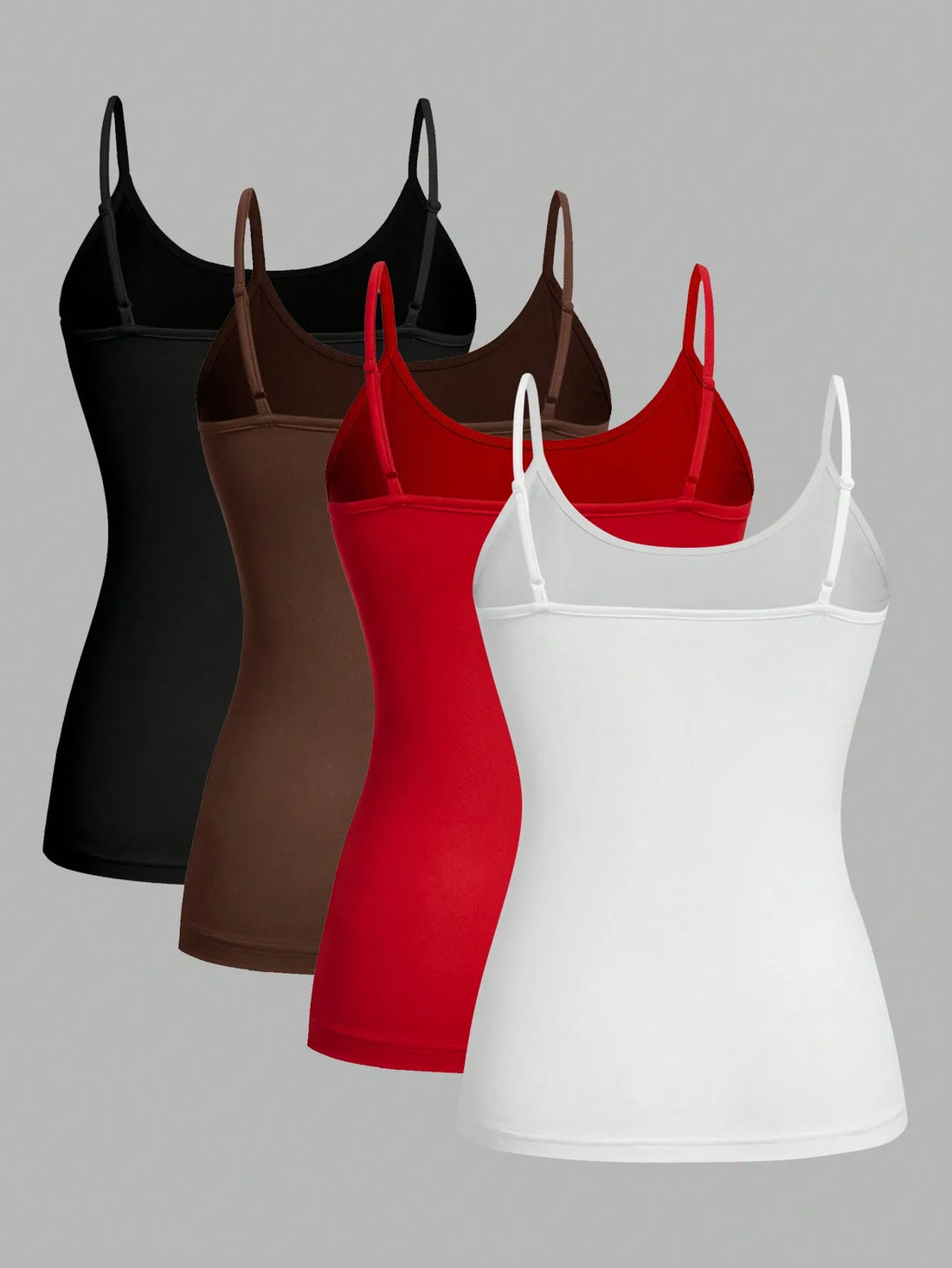 Saashi 4PCS Womens Solid Color Camisole Set Sexy Strap Basic Sleeveless Tank Tops for Summer