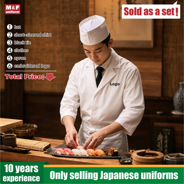 Saashi Labor Day White Japanese-Style Chef Uniform – Comfortable Sushi Restaurant & Kitchen Workwear