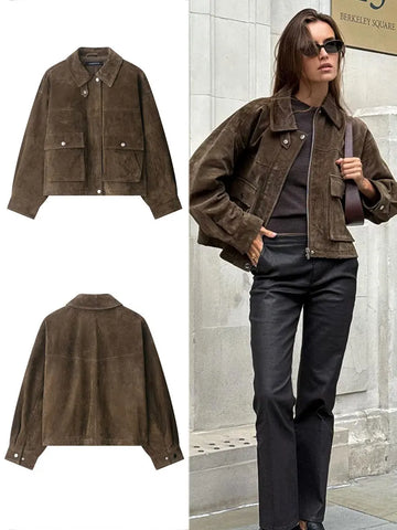 Saashi Vintage Lapel Zip Coat