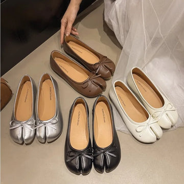 Saashi Women's Summer Bowknot Flat Tabi Ninja Split Toe Horse Hoof Loafers.