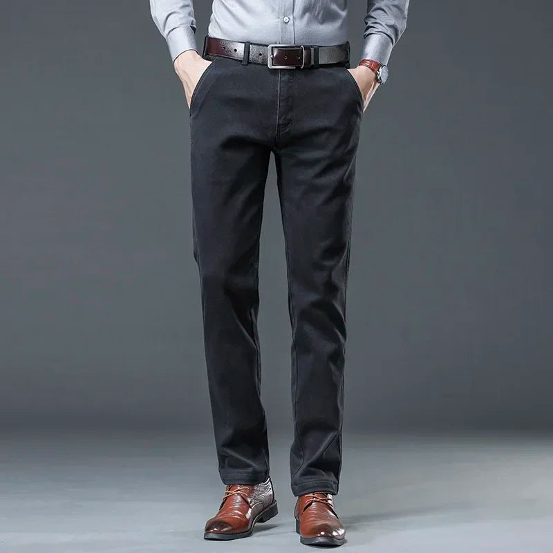 Saashi Classic Cotton Men's Jeans: Straight Trousers, Denim Pants, Blue