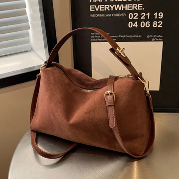 Saashi Advanced Retro Textured Frosted Shoulder Bag Large Capacity Crossbody Commuter Tote for Women