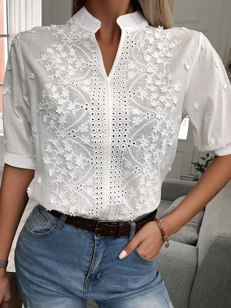 Saashi Floral Lace V-Neck Top