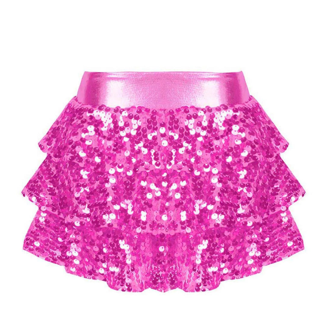 Saashi Girls Sequin Metallic Ruffle Skirted Shorts – Sparkly Jazz & Latin Dance Performance Costume