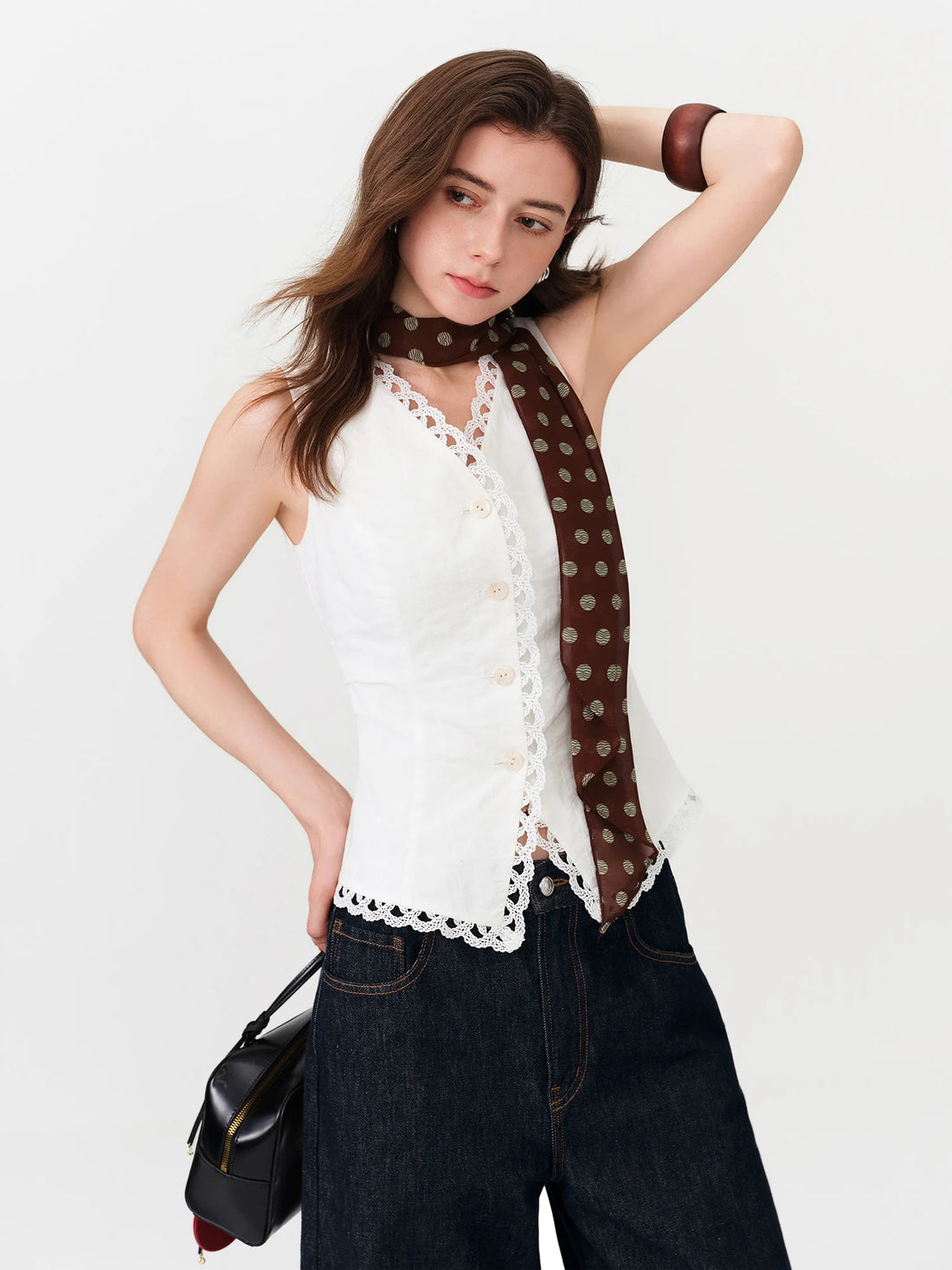 Saashi Cotton Lace Trim Two-Piece Set