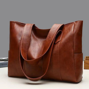 Saashi Women's 2025 Big Soft Leather Simple Large Capacity Single Shoulder Tote.