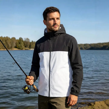 Saashi Labor Day Men’s Waterproof Hooded Jacket – Lightweight Windbreaker Outdoor Hiking & Work Coat for Autumn & Winter
