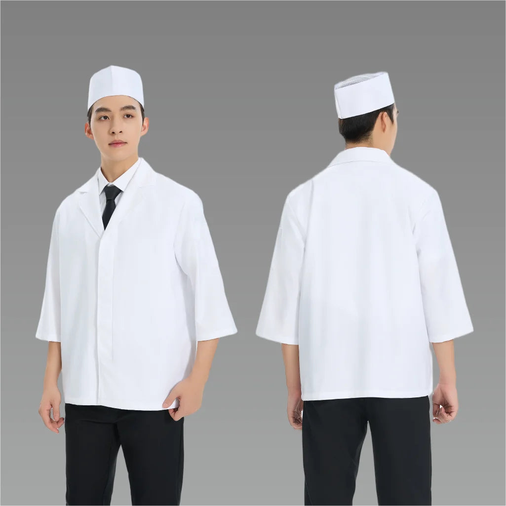 Saashi Labor Day White Japanese-Style Chef Uniform – Comfortable Sushi Restaurant & Kitchen Workwear