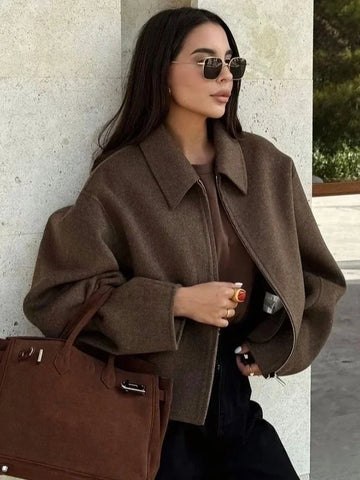 Saashi Wool Lapel Zip Jacket