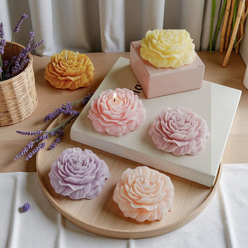 Saashi Handmade Peony Flower Shaped Scented Candle Long Lasting Fragrance for Bedroom Spa Home Decor