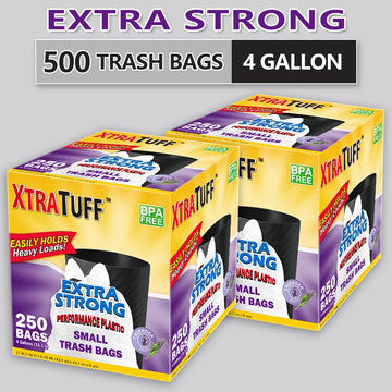 Saashi Trash Bags – Xtratuff Small 4 Gallon Trash Bags – BPA-Free Scented Garbage Bags