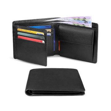 Saashi Men's RFID Blocking Genuine Leather Slim Wallet Coin Pocket 10 Holders.