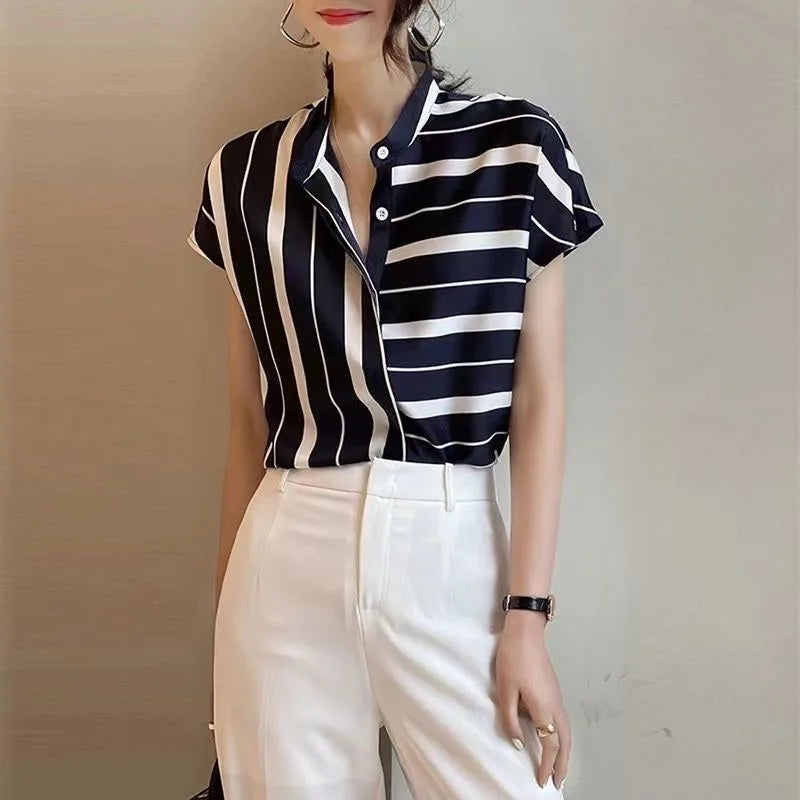 Saashi Summer Striped Short Sleeve Top
