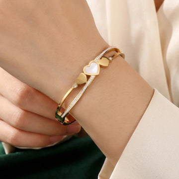 Saashi Heart Crystal Cuff Bracelet