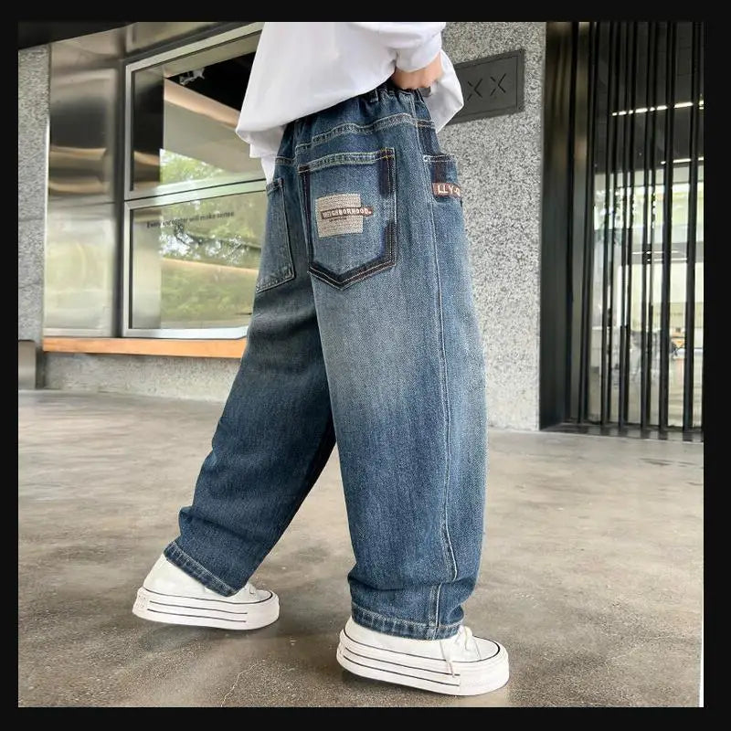 Saashi Boys’ Vintage Baggy Wide-Leg Denim Jeans