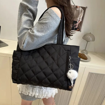 Saashi Rectangular Large Capacity Korean Style Tote Bag Lightweight Casual Shoulder Handbag for Work