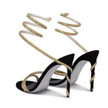 Saashi Crystal Stiletto Ankle Heels