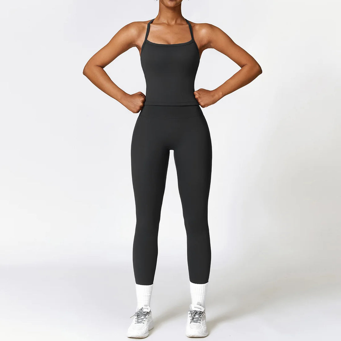 Saashi 2-Piece Seamless Yoga Set with Sports Bra and Leggings for Women’s Fitness Workouts