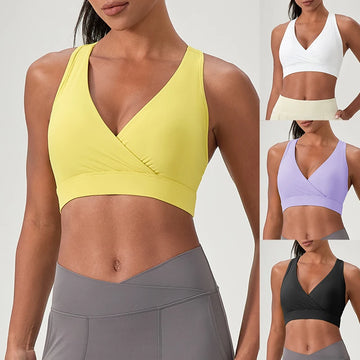 Saashi Womens Deep V Neck Sports Bra Breathable Fitness Yoga Running Workout Tank Top