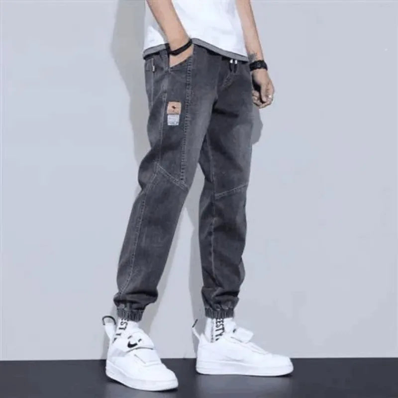 Saashi Men's Straight Wide Leg Baggy Jeans Casual Oversized Embroidered Trousers