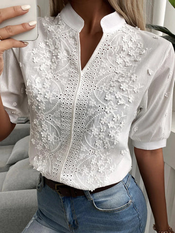 Saashi Floral Lace V-Neck Top