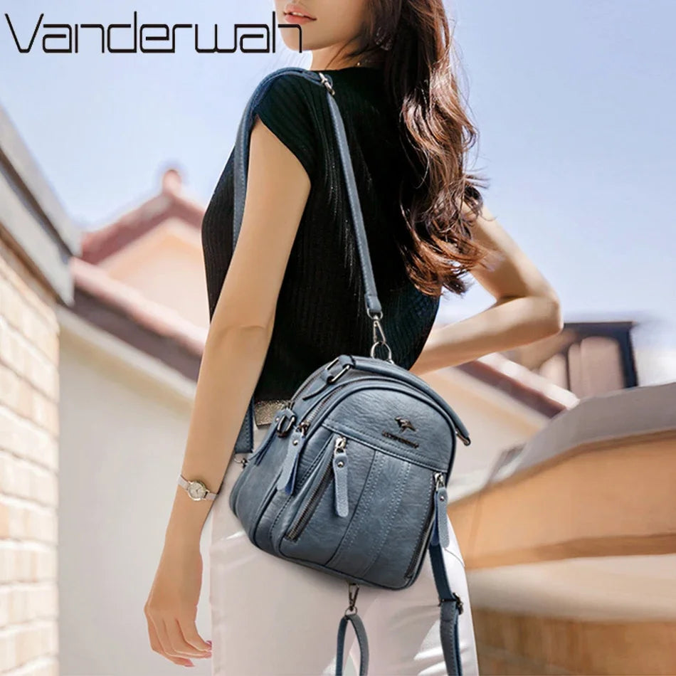 Saashi 4-in-1 Multifunction Leather Backpack