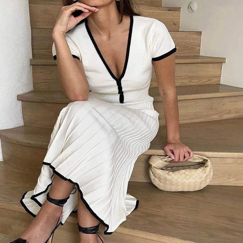 Saashi Summer White Pleated 2-Piece Skirt Set