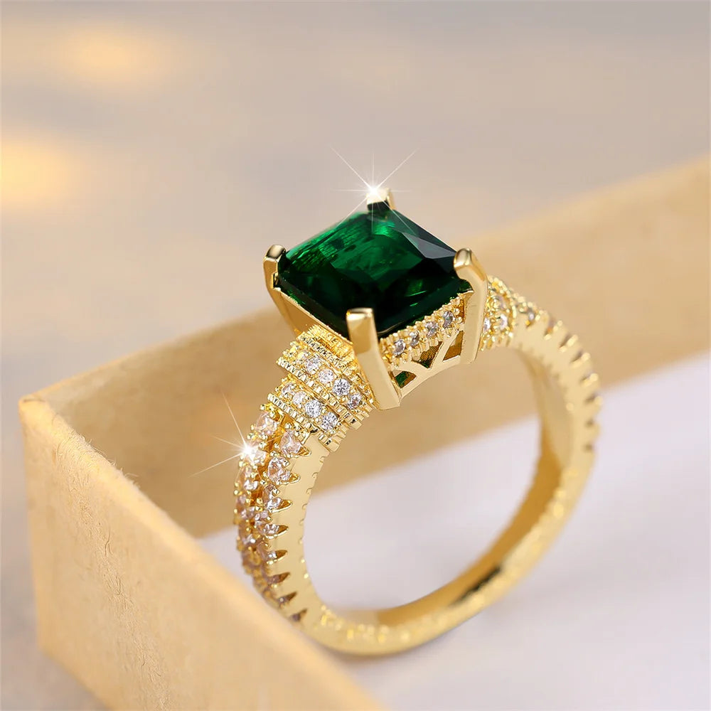 Saashi Green Crystal Birthstone Ring