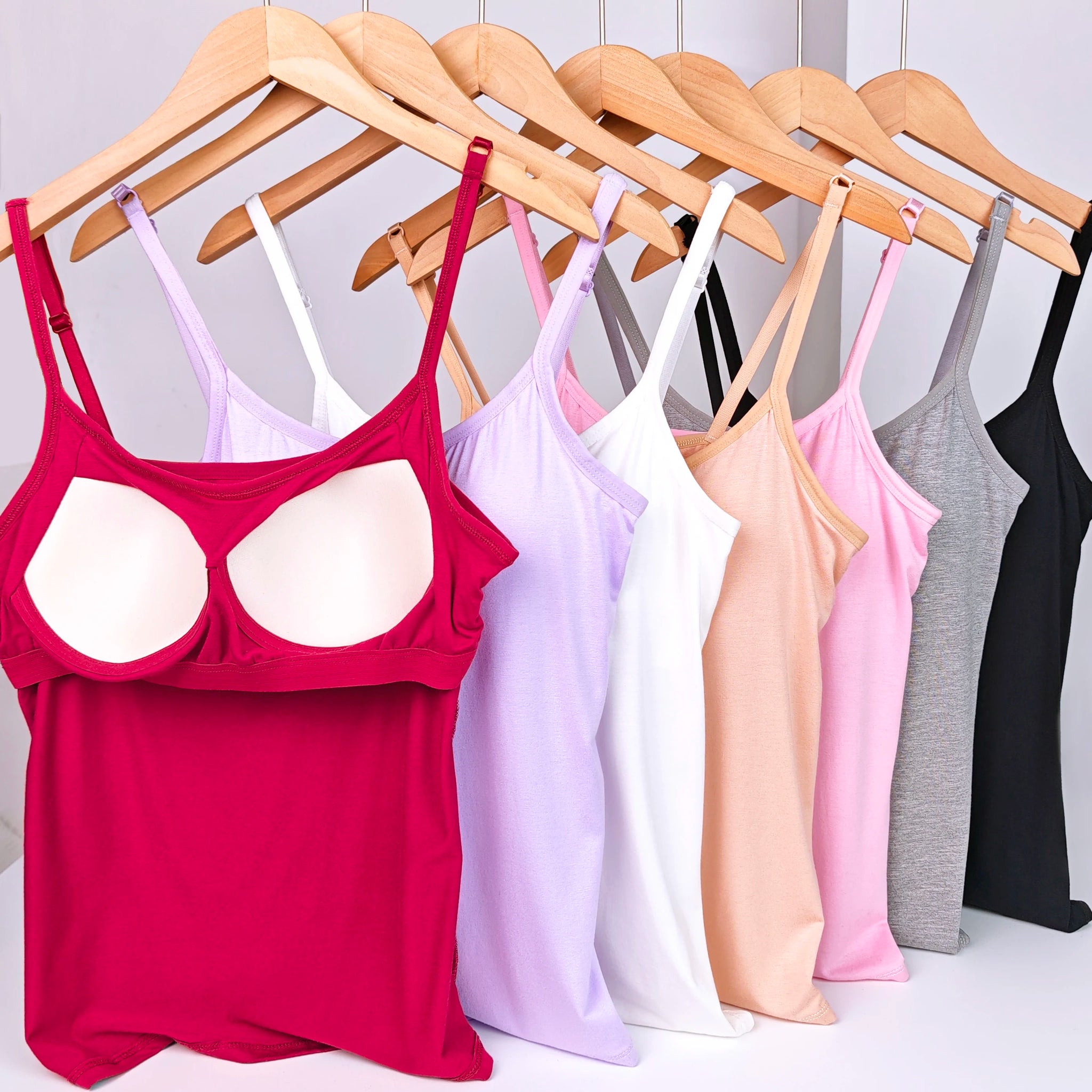 Saashi Women's Solid Color Sling Vest: Built-in Bra and Adjustable Straps