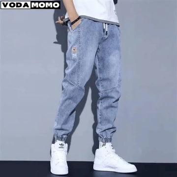 Saashi Men's Straight Wide Leg Baggy Jeans Casual Oversized Embroidered Trousers