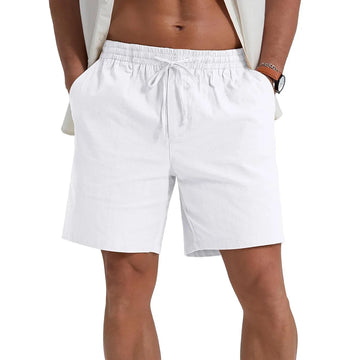 Saashi Summer New Men's Shorts Lightweight Breathable Casual Cotton Linen Simple Style.