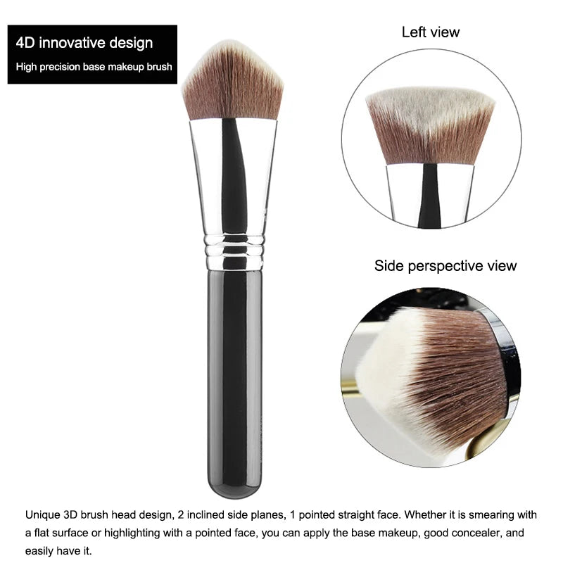 Saashi 3D 4D Kabuki Foundation Brush Professional Vegan Makeup Multi Angle Flat.
