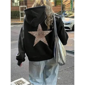 Saashi Star Leopard Print Hoodie