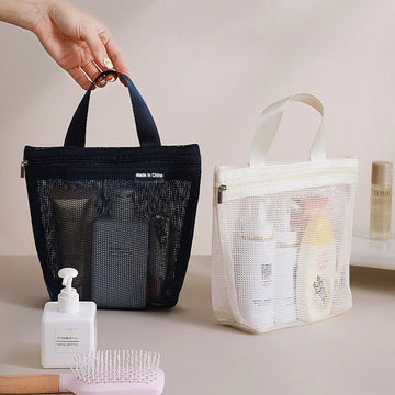 Saashi Mesh Makeup Toiletry Storage Handbags Portable Travel Washing Body Shower Organizer.