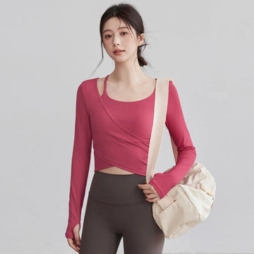Saashi Long Sleeve Gym Top with Chest Pads