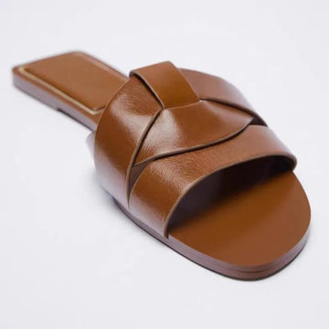 Saashi Women's Comfortable T-Strap Sandals, Flat Open-Toe Slides for Casual Outdoor Wear