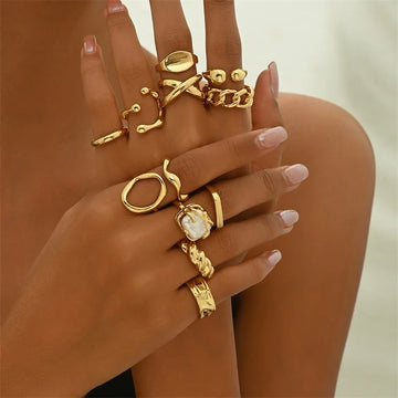 Saashi Vintage Geometric Ring Set