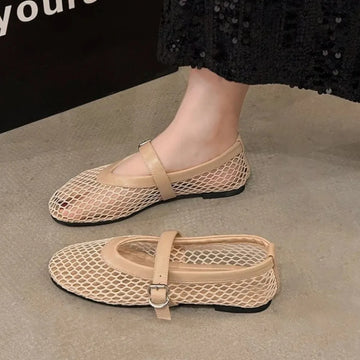 Saashi Women's Chic Hollow Out Lace Mary Jane Breathable Mesh Summer Sandals.