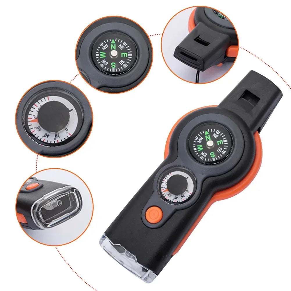Saashi 7-in-1 Emergency Survival Whistle with LED & Compass