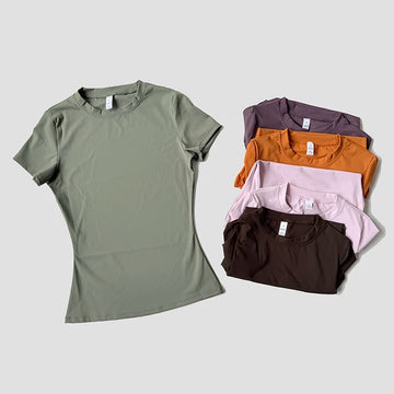 Saashi Women's Seamless Sport Top: Short Sleeve Shirt for Gym, Yoga, and Running