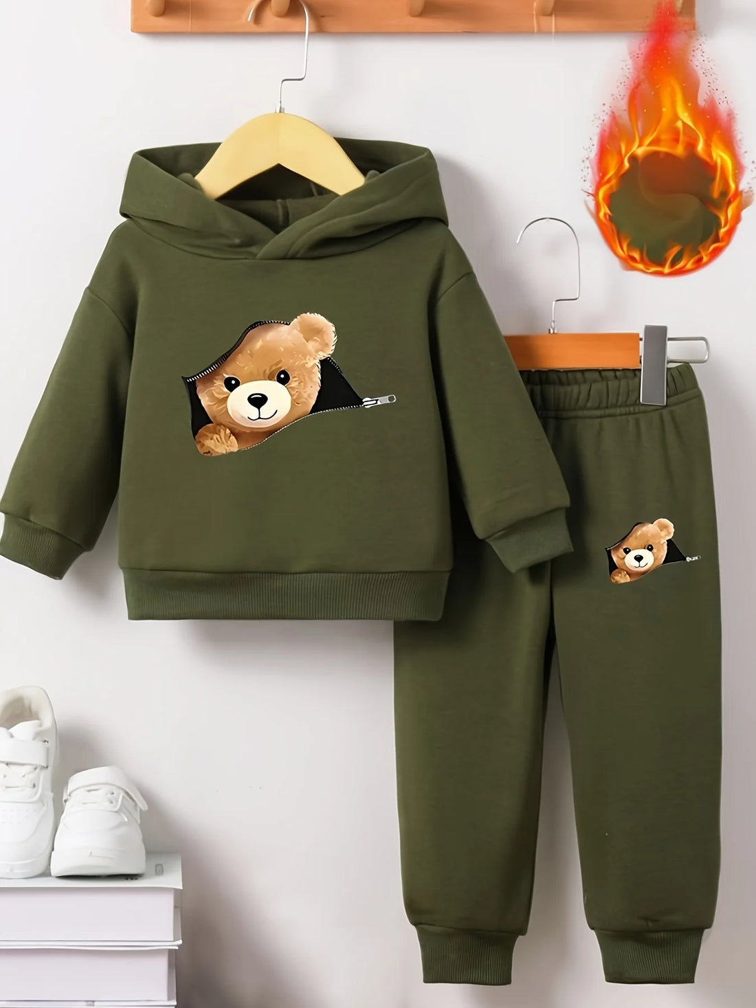 Saashi Bear Print Baby Sweatshirt and Pants Set