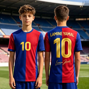 Saashi Boys Barcelona #10 Lamine Yamal Jersey – Quick-Dry Short Sleeve Soccer T-Shirt for Kids